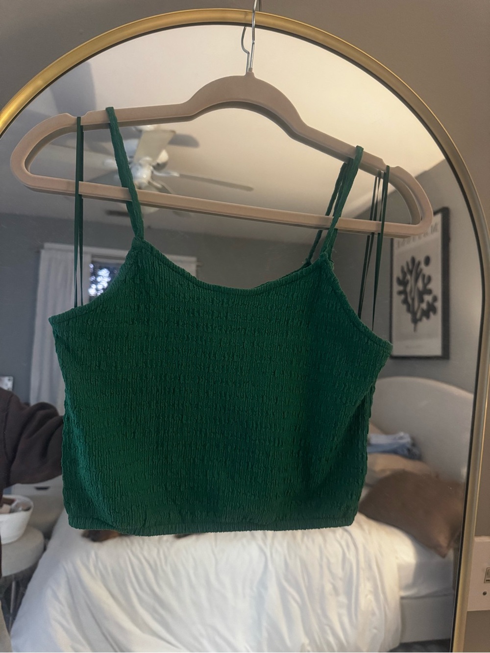 Women’s Green Smocked Crop Cami Top